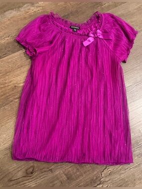 George Pink/ Purple  Glitter Short-Sleeve Bow Top